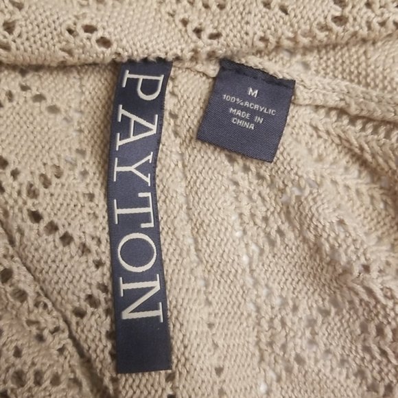 ⭐last CHANCE ⭐ Open front cardigan sweater crochet cascading 3/4 sleeve M tan - Picture 2 of 12